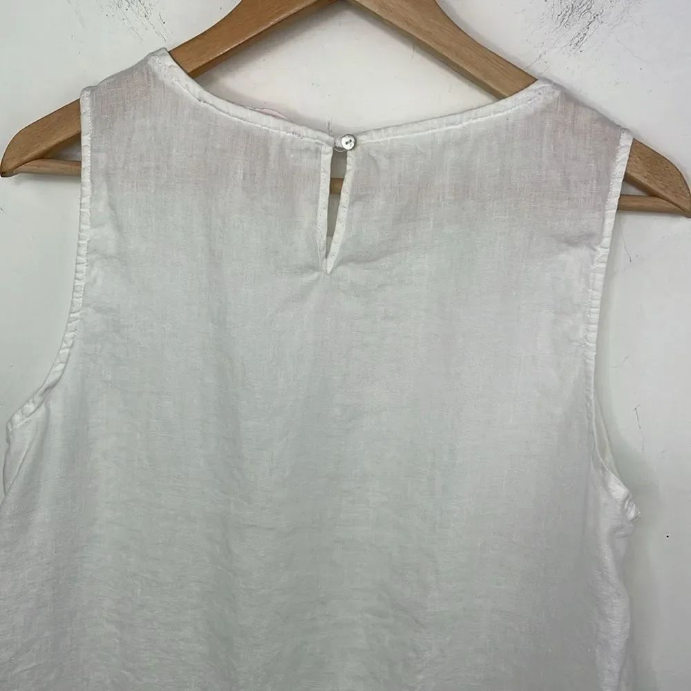 Marina Luna Linen White Crochet Trim Sleeveless Top size Medium - Picture 7 of 13